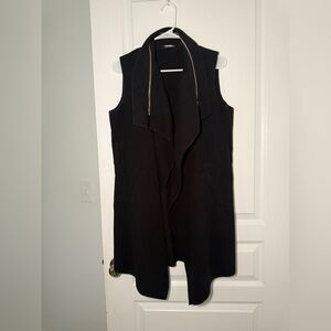 Black Sleeveless Vest with Gold Trim